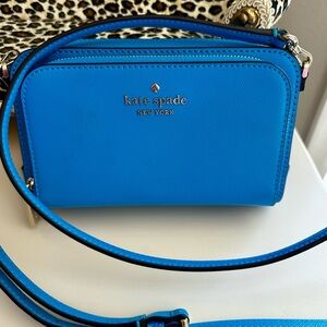 Kate Spade Staci Dual Zip Blue Crossbody Bag